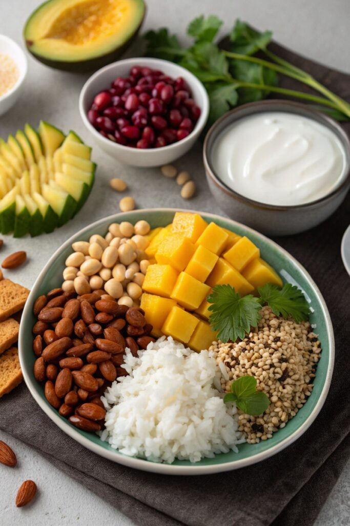 Infographic of protein combos like beans and rice.